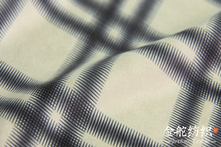 麂皮绒印花,格子花型细节图 麂皮绒印花,格子花型细节图